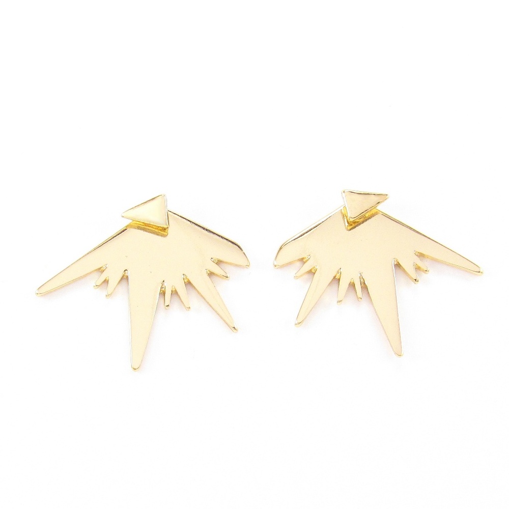 Gold Spike Ear Jacket Earrings Triangle Geometric